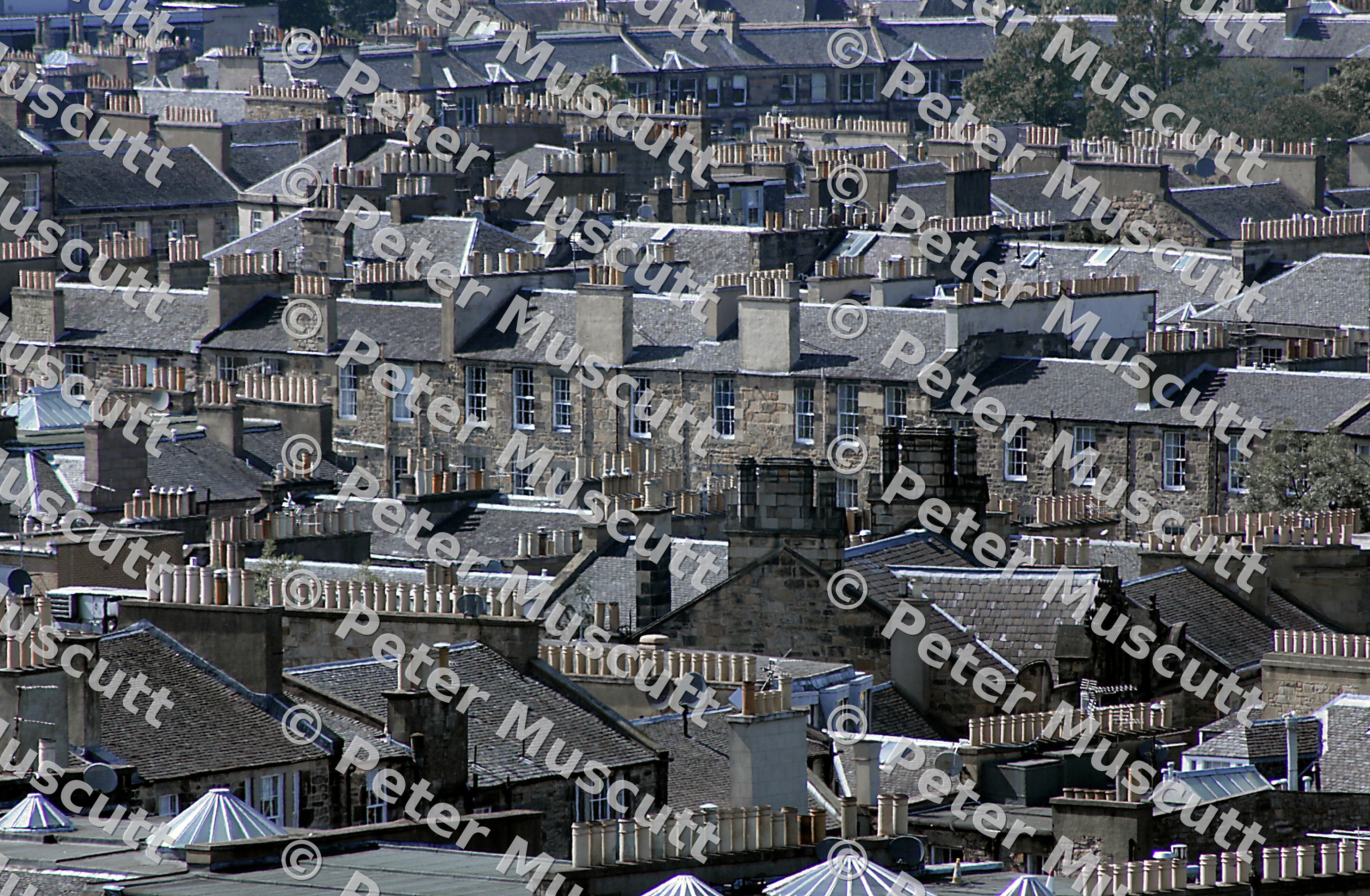 A photo of Edinburgh rooftops and chimneys